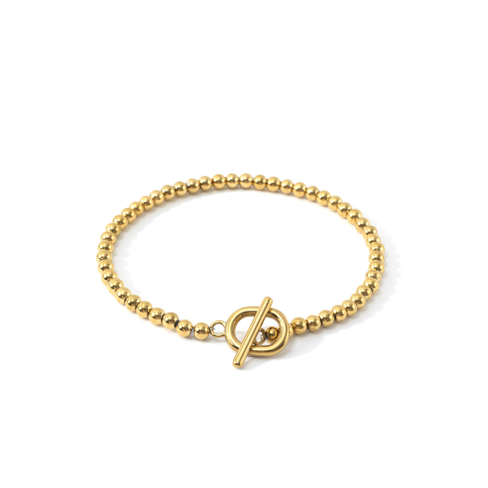 Toggle Clasp Beaded Bracelet - Gold / 6.5"