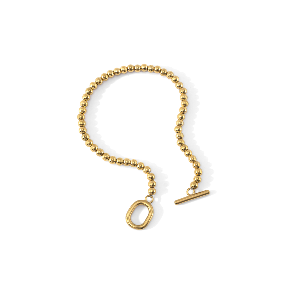 Toggle Clasp Beaded Bracelet - Gold / 6.5"
