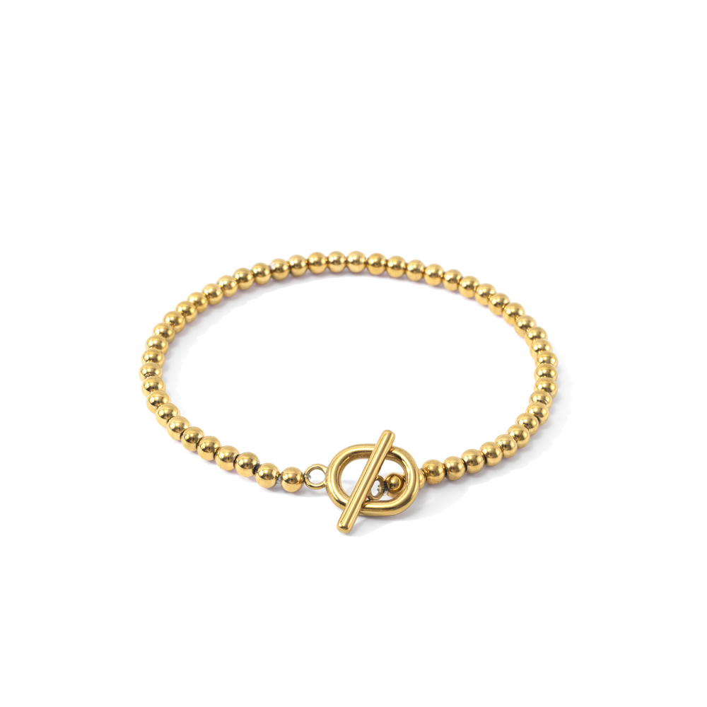 Toggle Clasp Beaded Bracelet - Gold / 6.5"