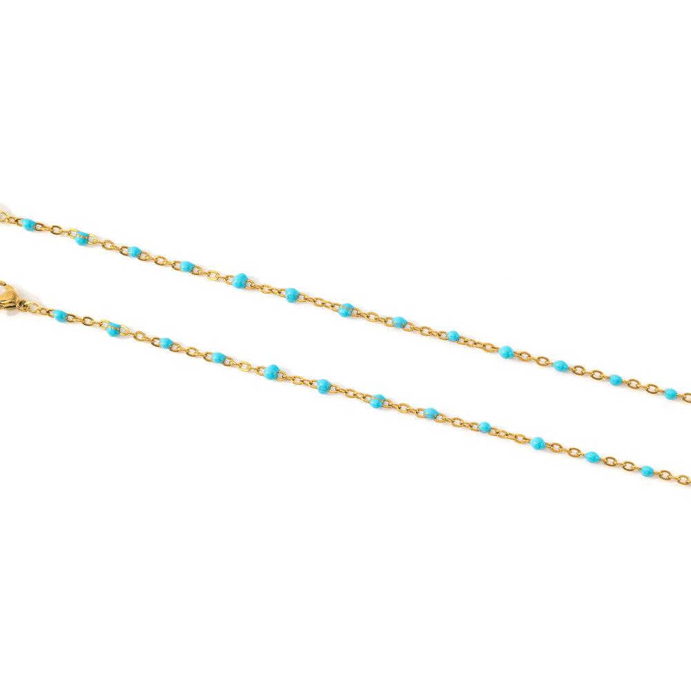 Turquoise Beaded Station Bracelet - Gold