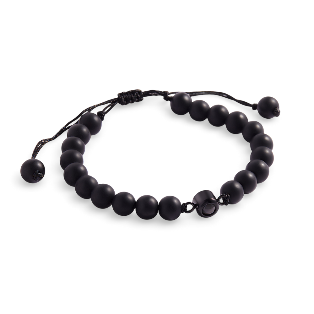 Beaded Photo Bracelet - Onyx / Black Metal