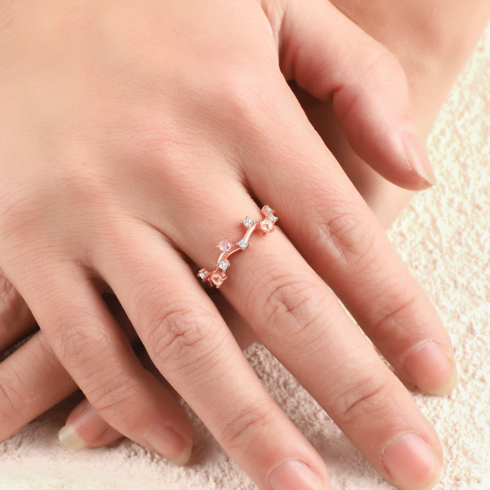 Moonstone Constellation Band - 18k Rose Gold Over Sterling Silver