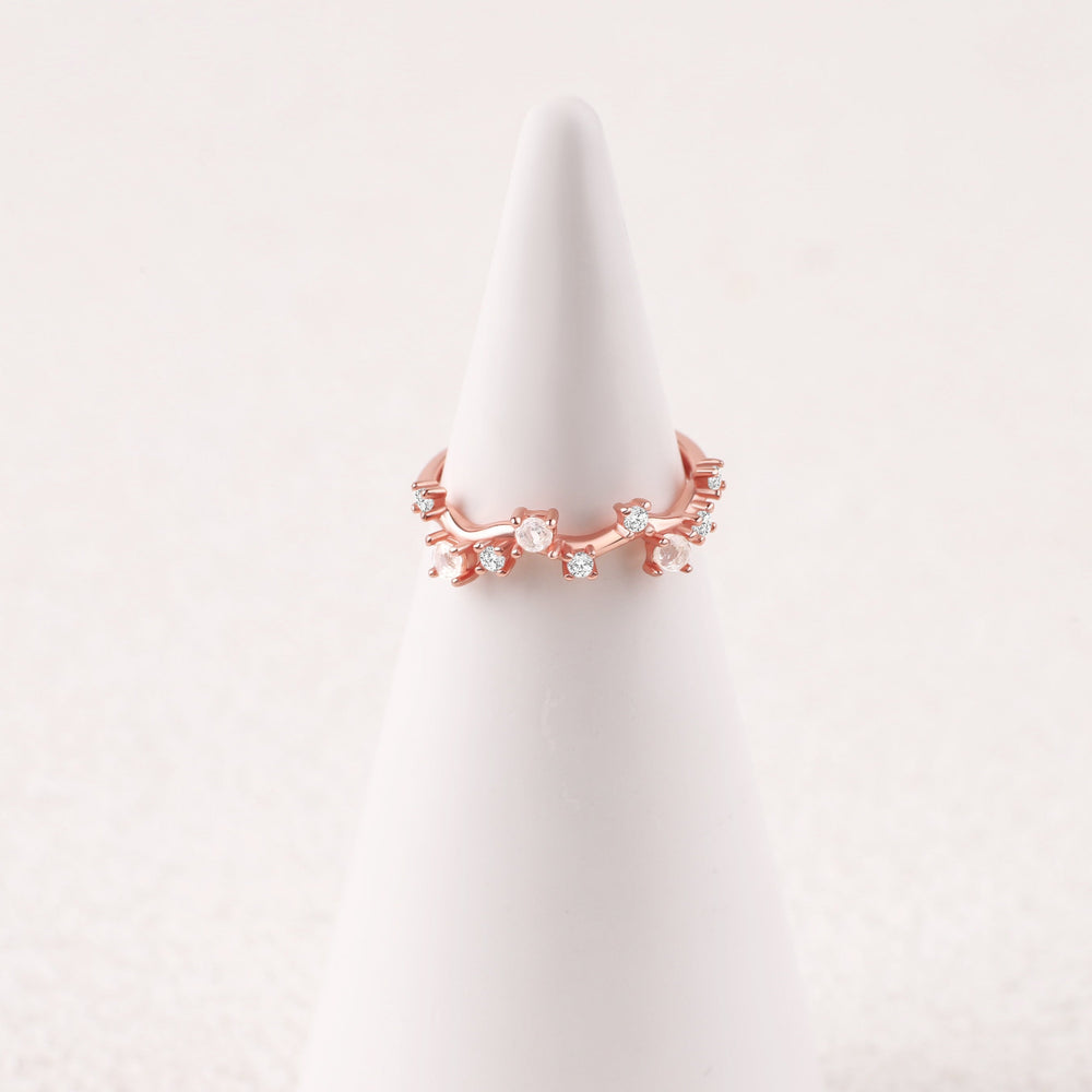Moonstone Constellation Band - 18k Rose Gold Over Sterling Silver