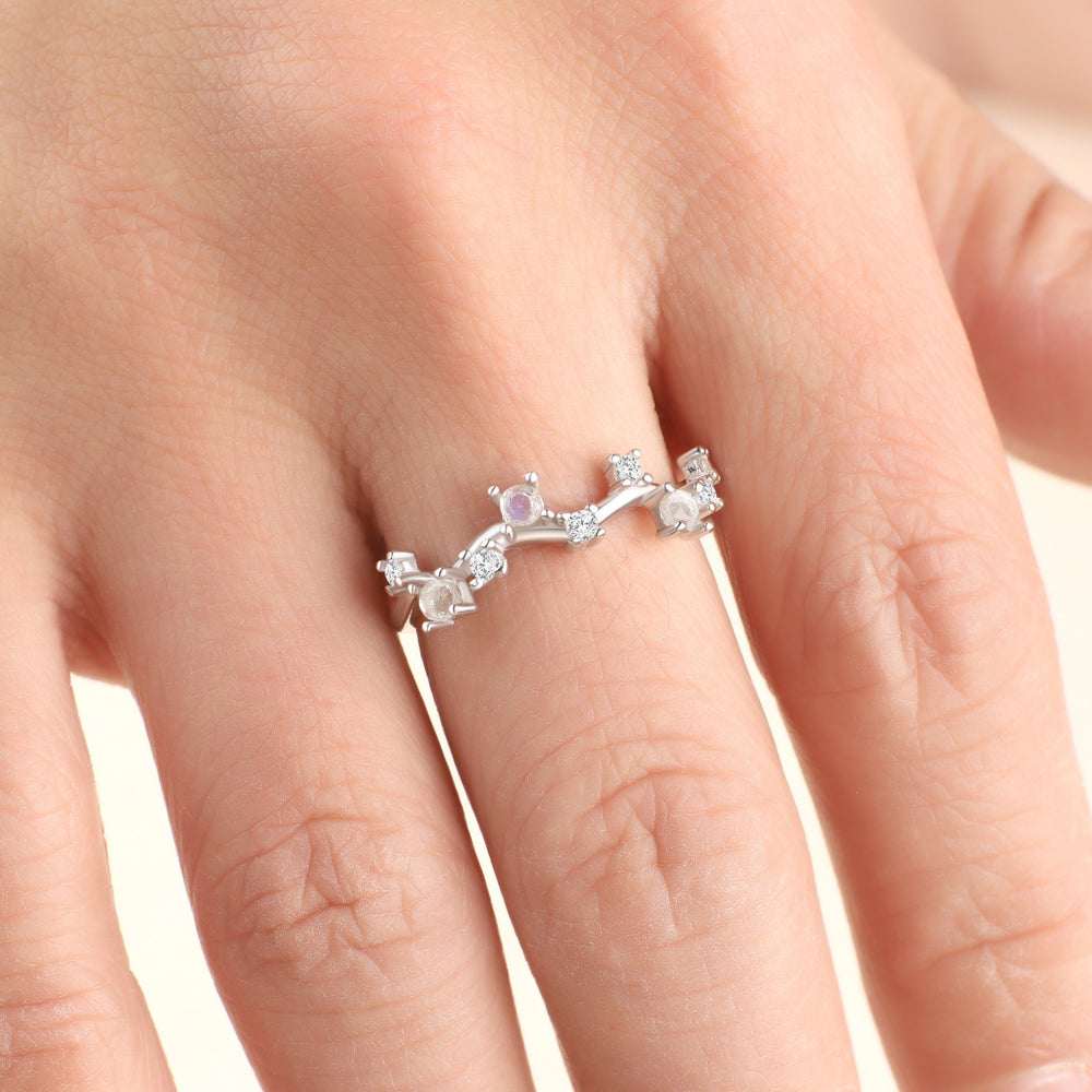 Moonstone Constellation Band - 925 Sterling Silver