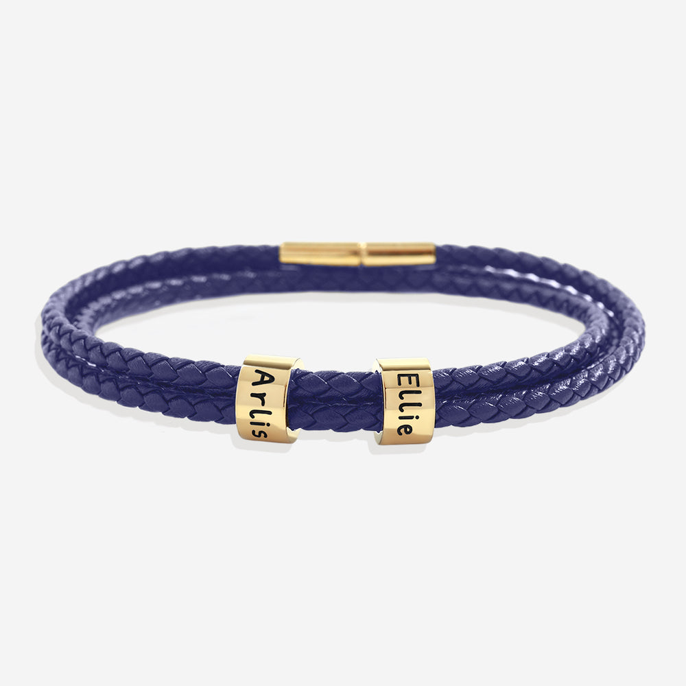 Personalized Beaded Bracelet - Navy / Gold / 1