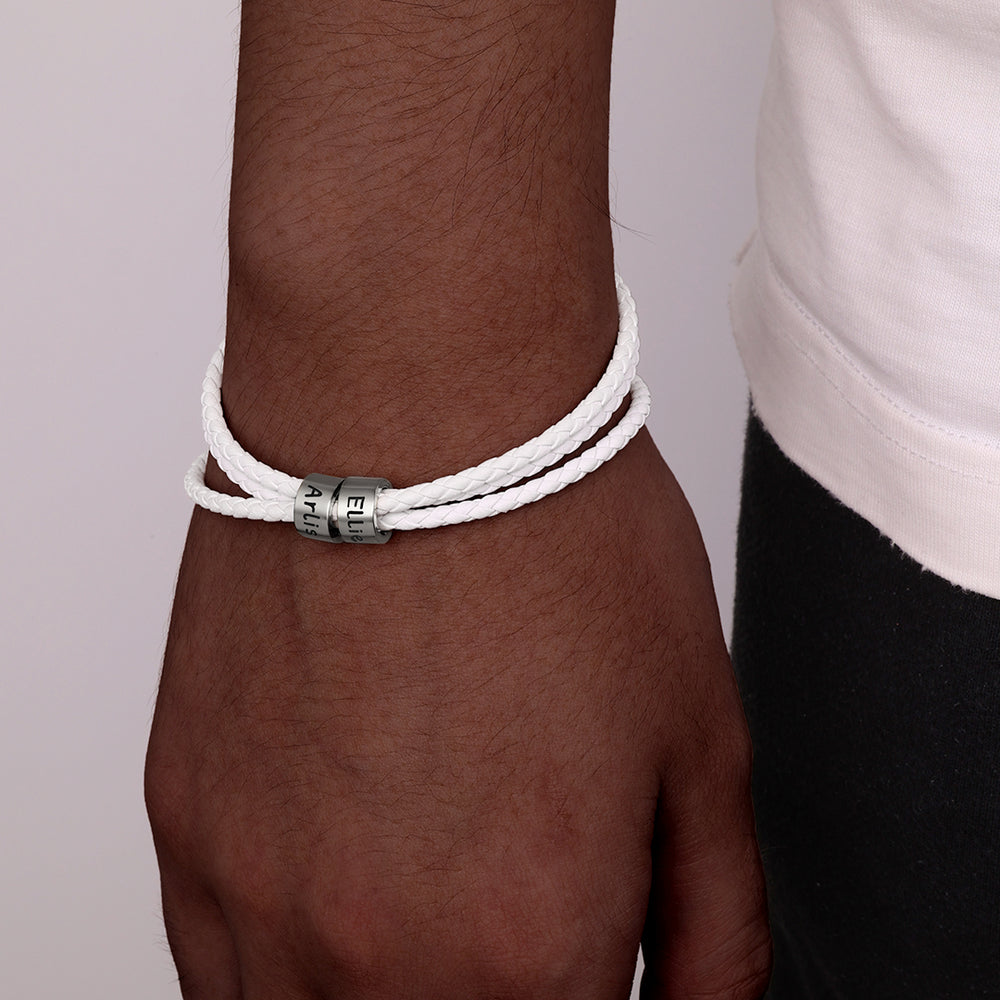 Personalized Beaded Bracelet - Red / Silver / 6