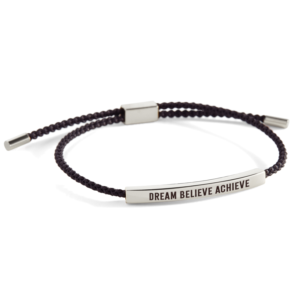 Dream Believe Achieve Inspire Bracelet - Silver / Midnight Black / Standard