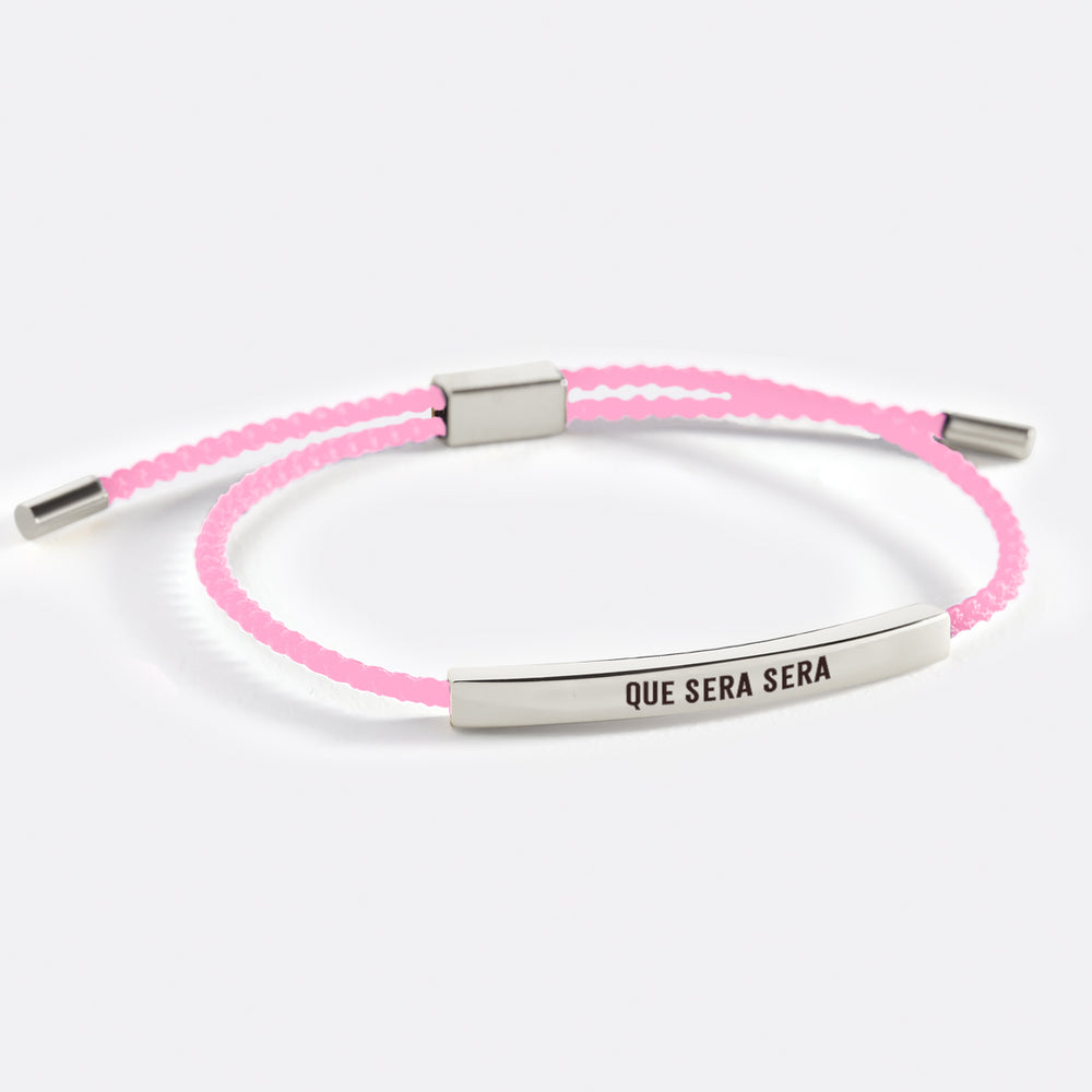 Que Sera Sera Inspire Bracelet - Silver / Pink / Personalized