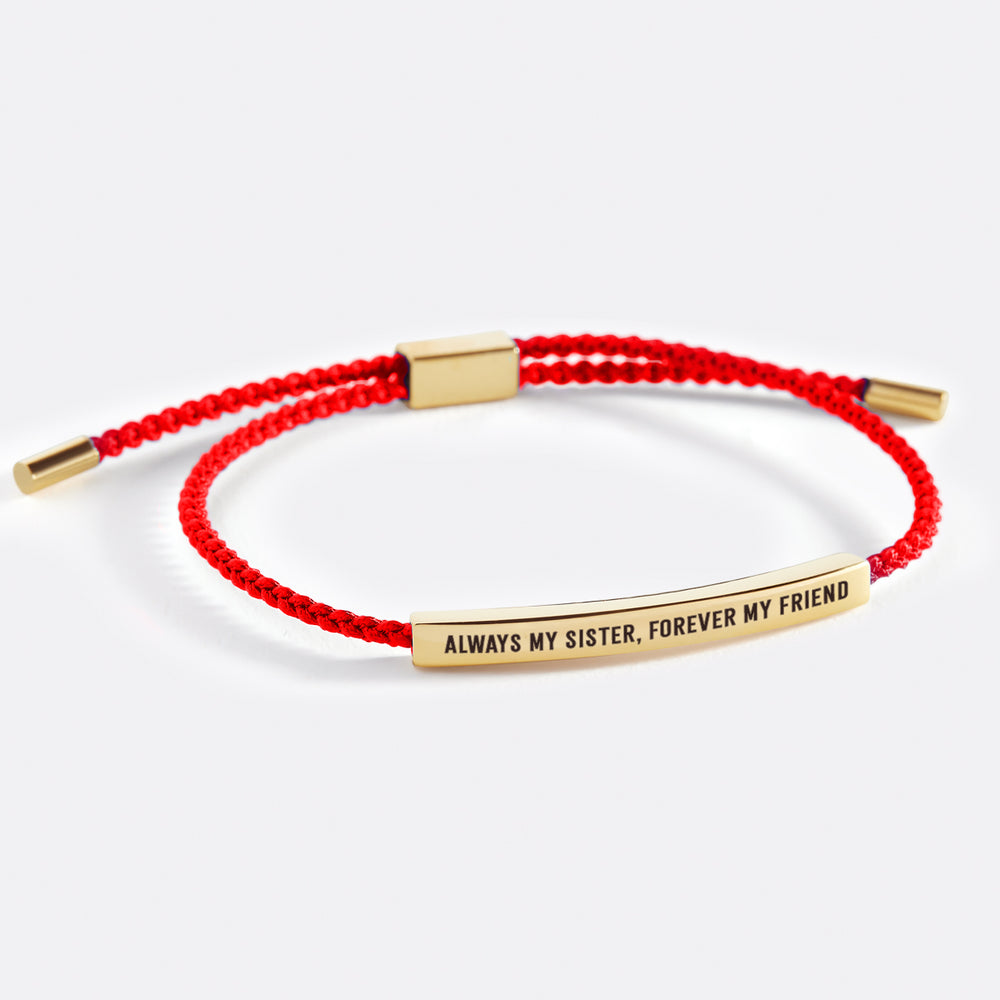 Always My Sister, Forever My Friend Inspire Bracelet - Gold / Lucky Red / Personalized
