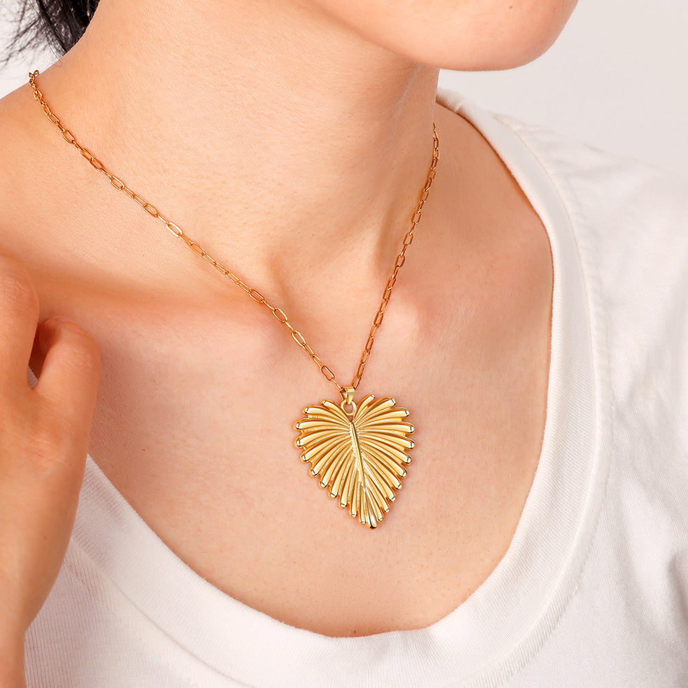 Full-Heart Palm Pendant Necklace - Default Title