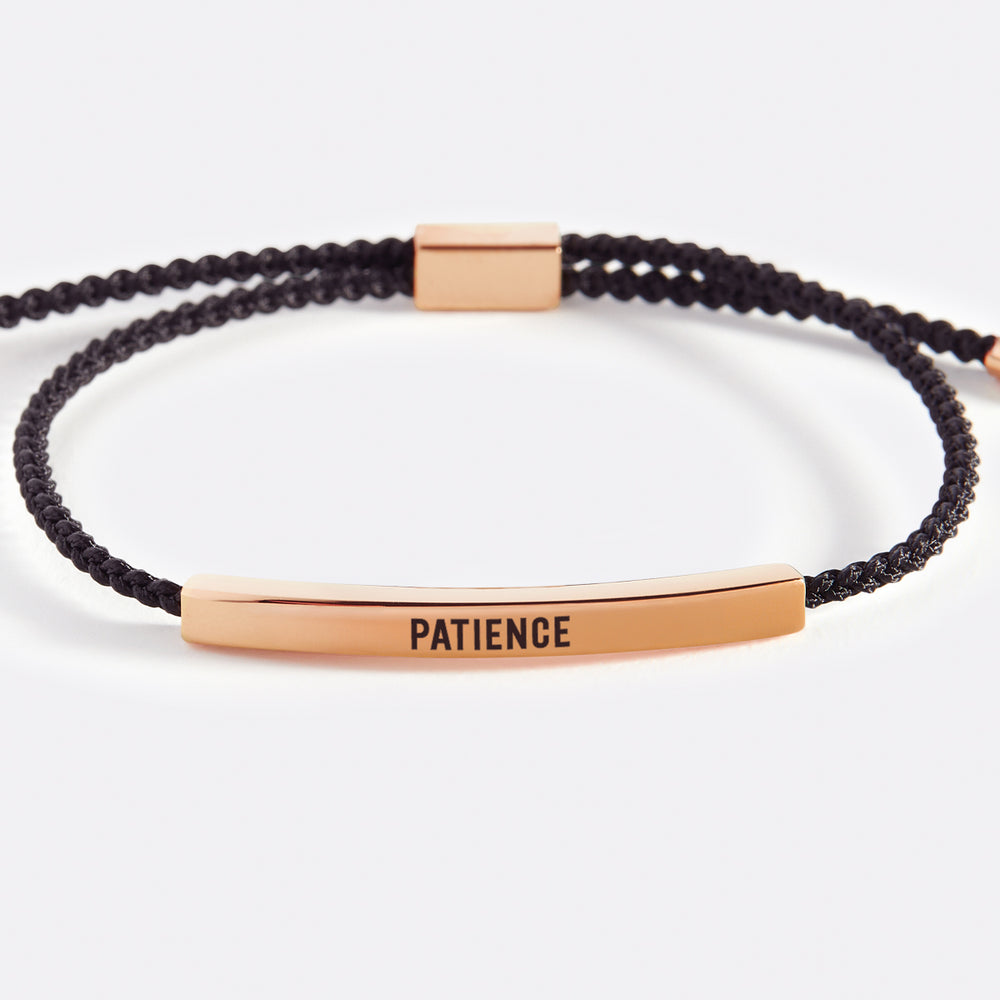 Patience Inspire Bracelet - 18k Rose Gold Plated / Midnight Black / Standard