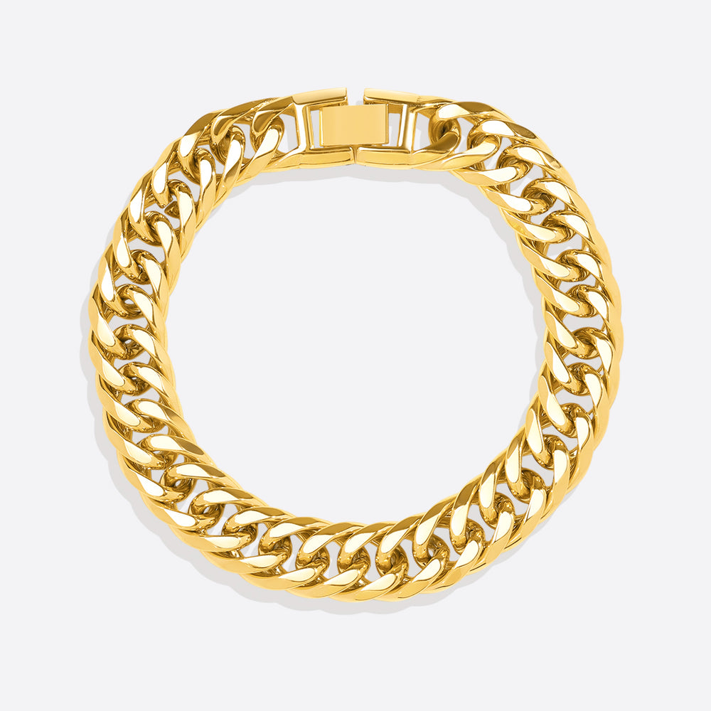 Men's Chunky Curb Link Bracelet - 18k Gold Plated