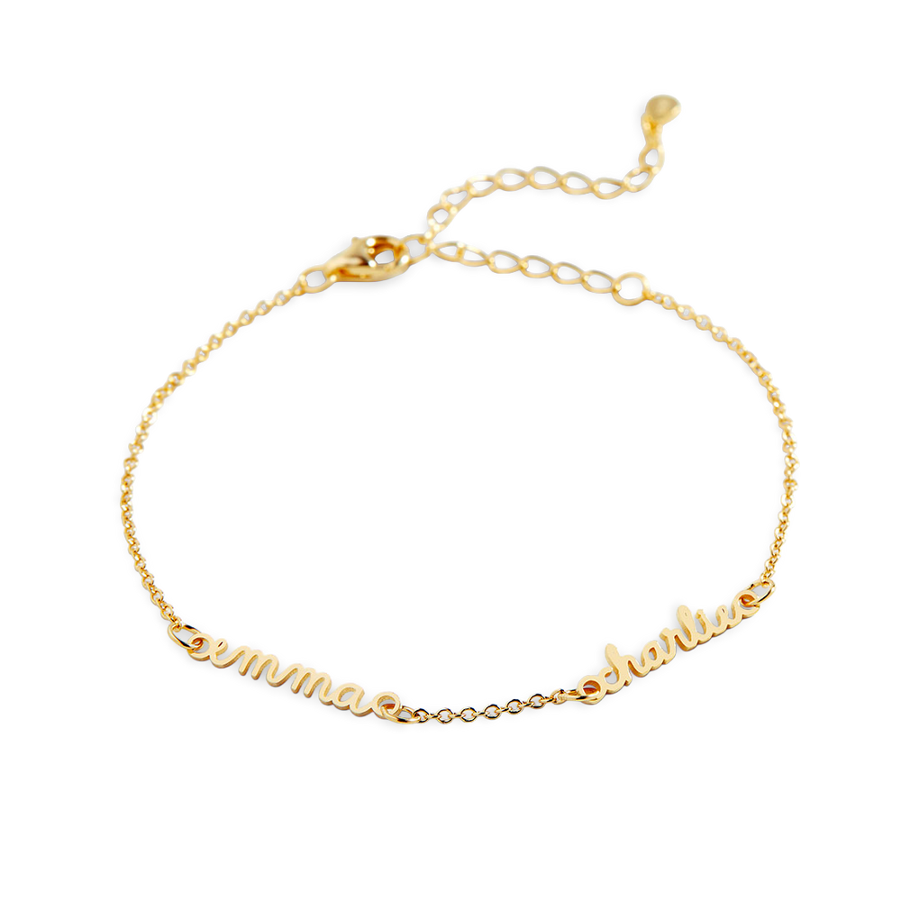 Stella Dainty Multiple Name Bracelet - 18k Gold Over Sterling Silver / 6" + 1" / 1
