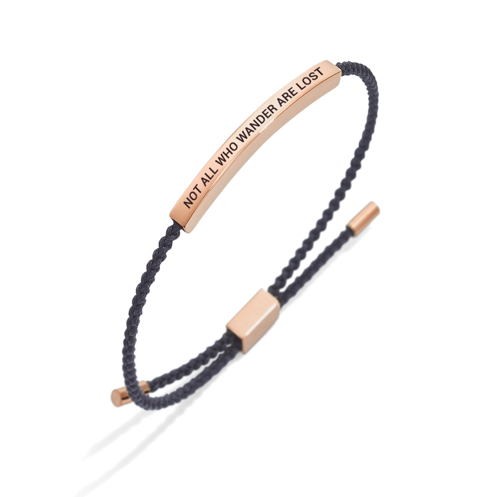Not All Who Wander Are Lost Inspire Bracelet - 18k Rose Gold Plated / Lemon Yellow