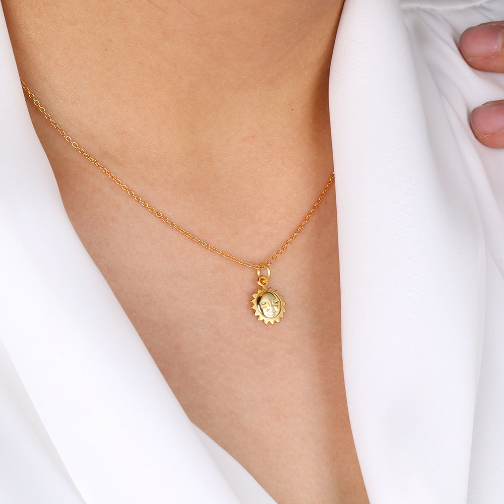 Sun Charm Pendant Necklace - 18k Gold Over Sterling Silver