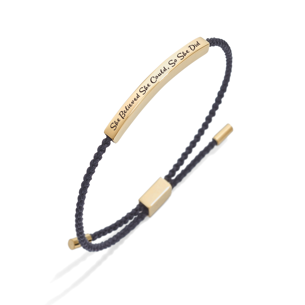 She Believed She Could, So She Did Inspire Bracelet - Gold / Midnight Black