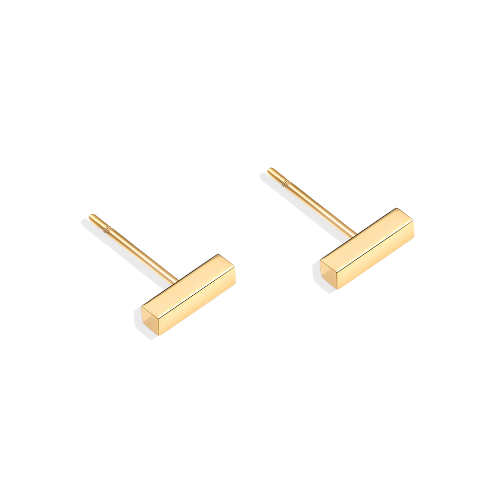 Dainty Bar Stud Earrings - Gold