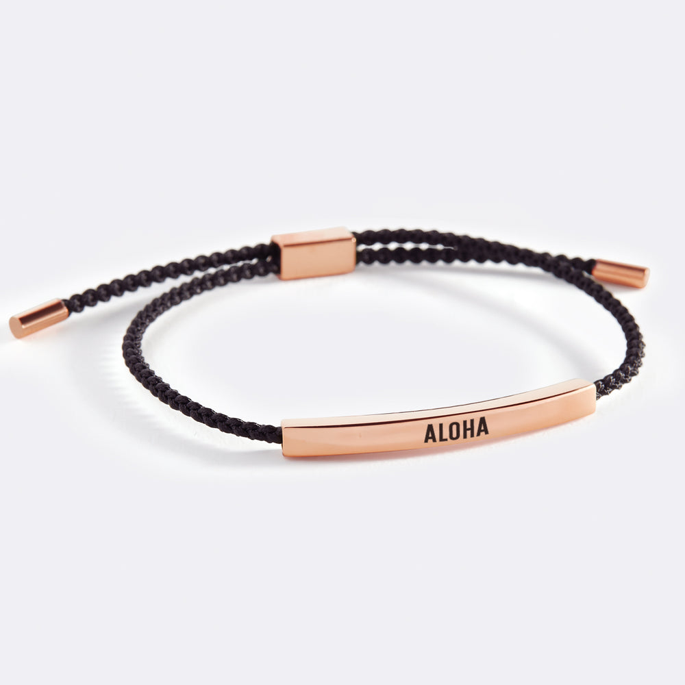 Aloha Inspire Bracelet - 18k Rose Gold Plated / Midnight Black / Personalized