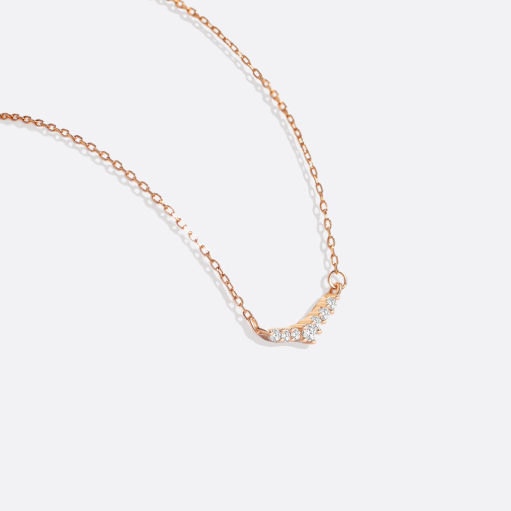 Curved Diamond Bar Necklace - 18k Rose Gold Over Sterling Silver