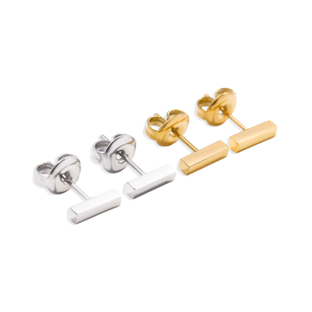 Dainty Bar Stud Earrings - Gold