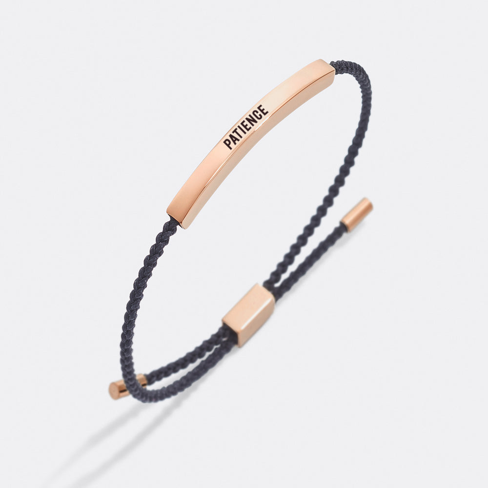 Patience Inspire Bracelet - 18k Rose Gold Plated / Midnight Black / Personalized