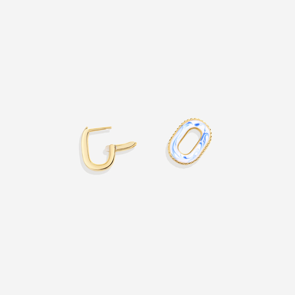 Blue Porcelain Link Earrings - Default Title