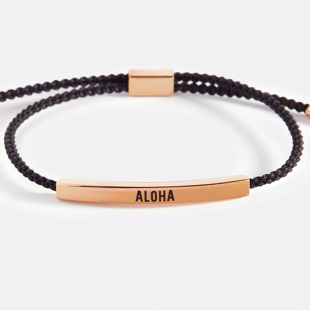 Aloha Inspire Bracelet - 18k Rose Gold Plated / Midnight Black / Personalized
