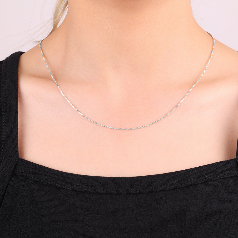 Box Chain Necklace - 925 Sterling Silver / 1mm / 20" + 2"