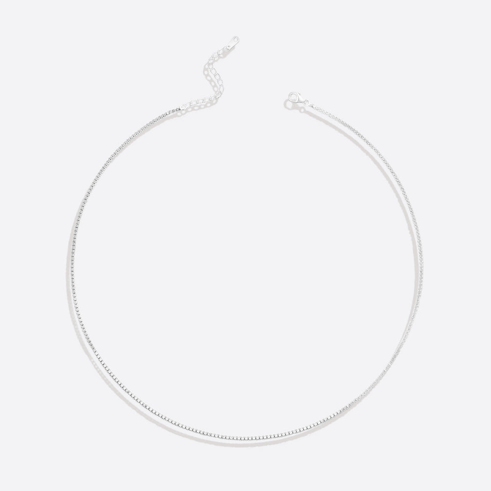 Box Chain Necklace - 925 Sterling Silver / 1mm / 20" + 2"