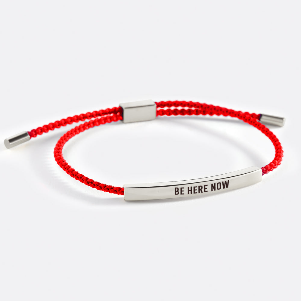Be Here Now Inspire Bracelet - Silver / Lucky Red / Personalized