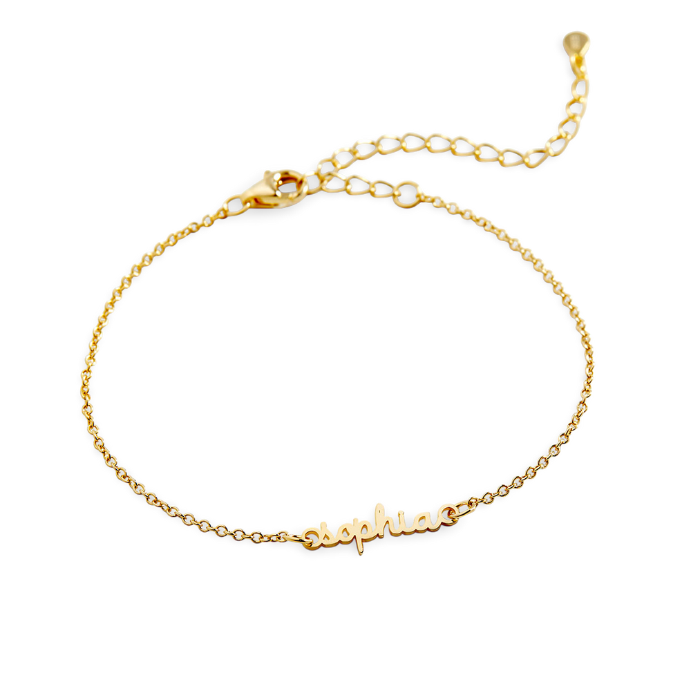Stella Dainty Name Bracelet - 18k Gold Plated / 6" + 2"