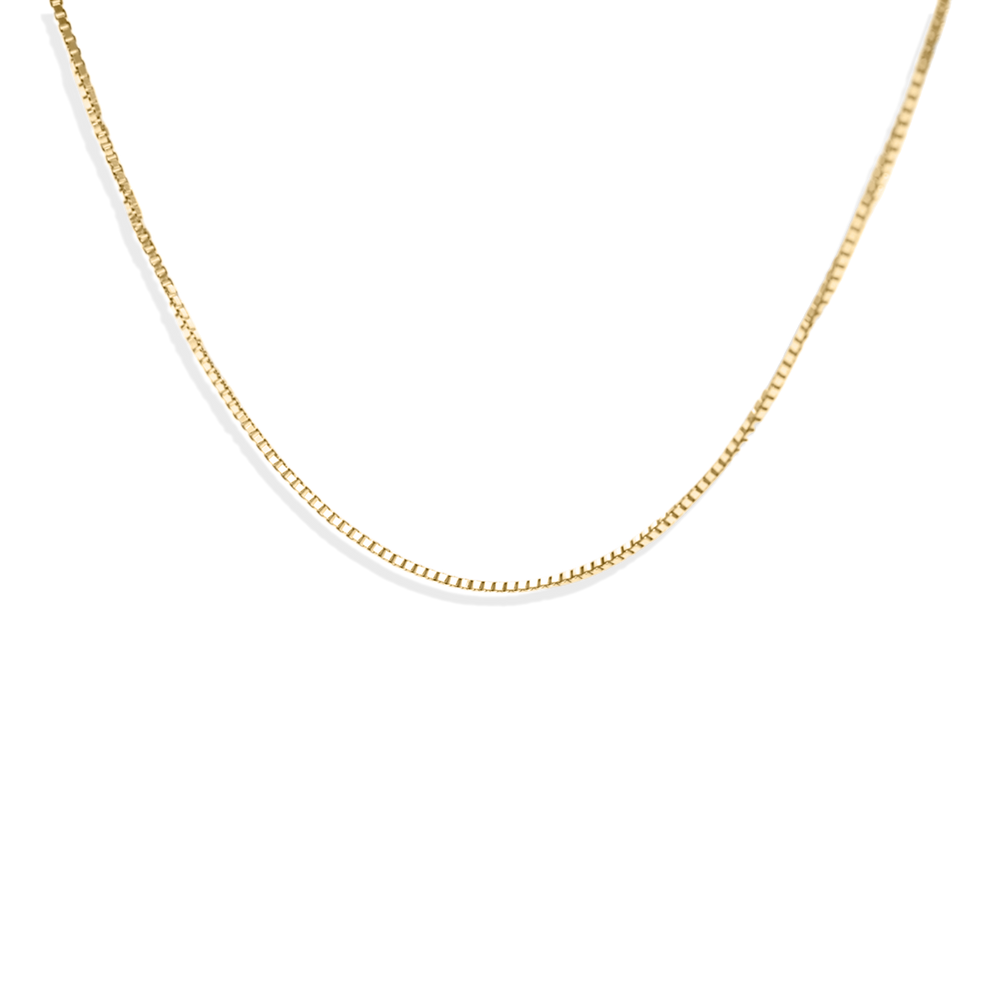 Box Chain Necklace - 18k Gold Over Sterling Silver / 1mm / 16" + 2"