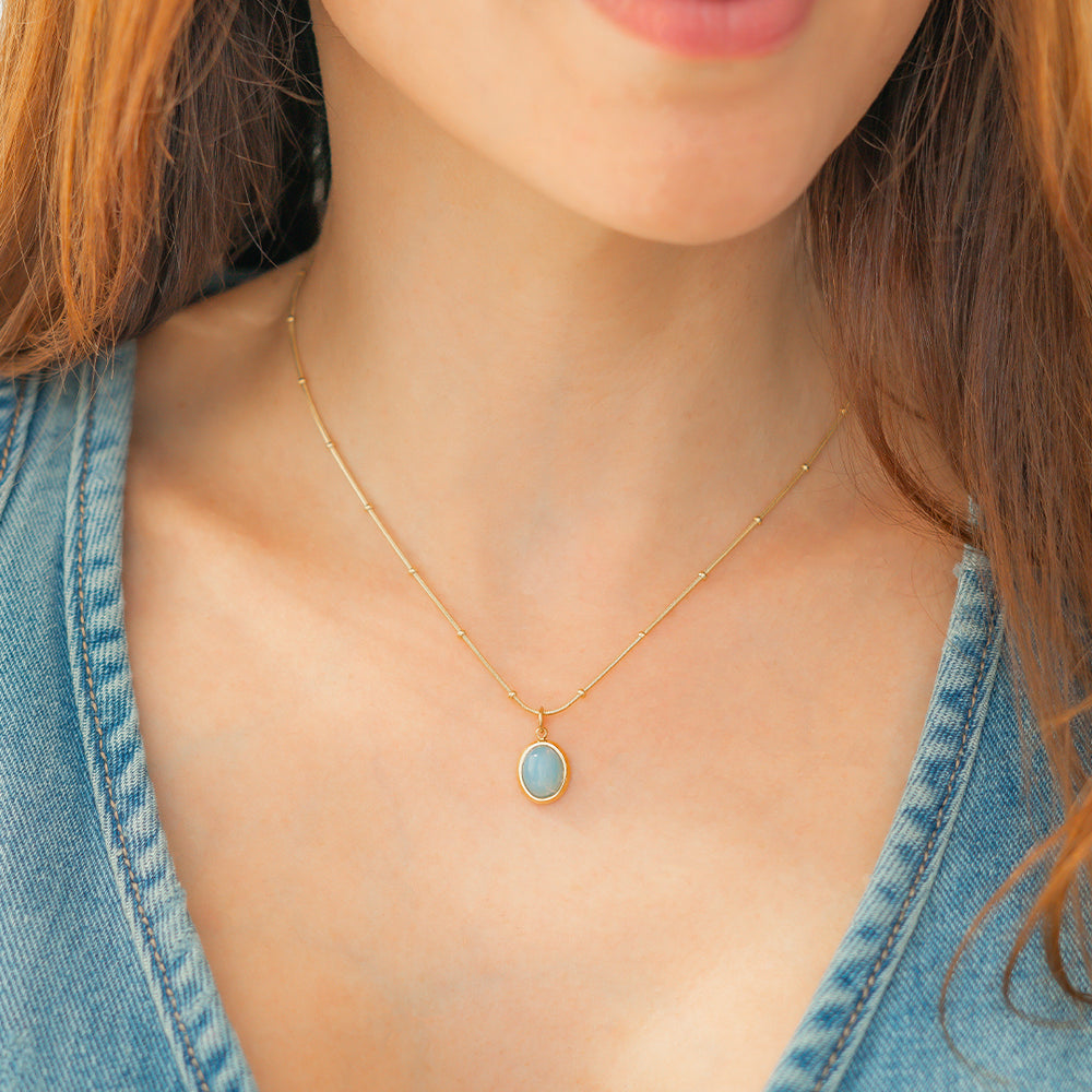 Aquamarine Gemstone Necklace - Default Title