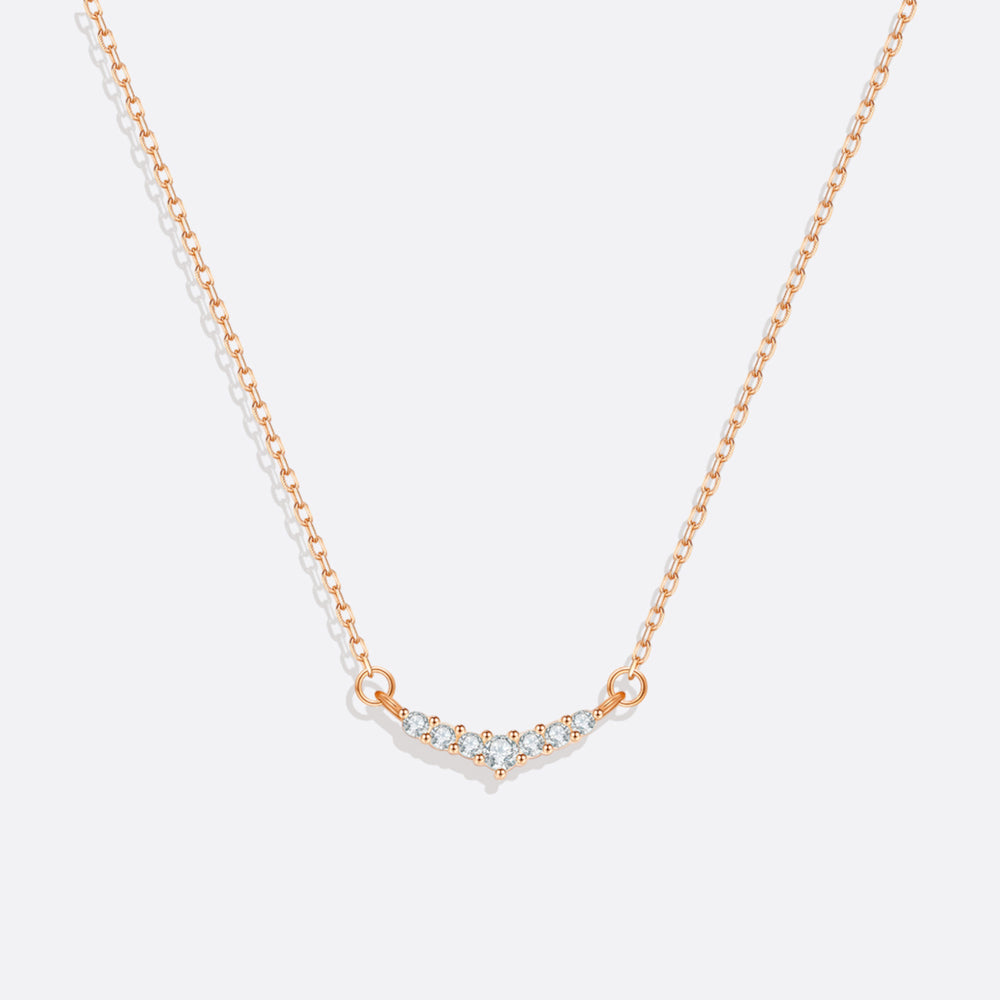Curved Diamond Bar Necklace - 18k Rose Gold Over Sterling Silver