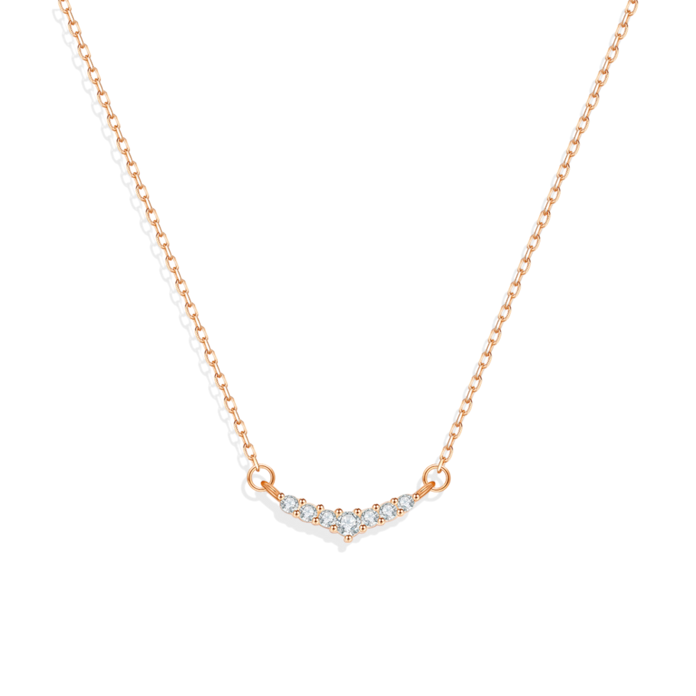 Curved Diamond Bar Necklace - 18k Rose Gold Over Sterling Silver