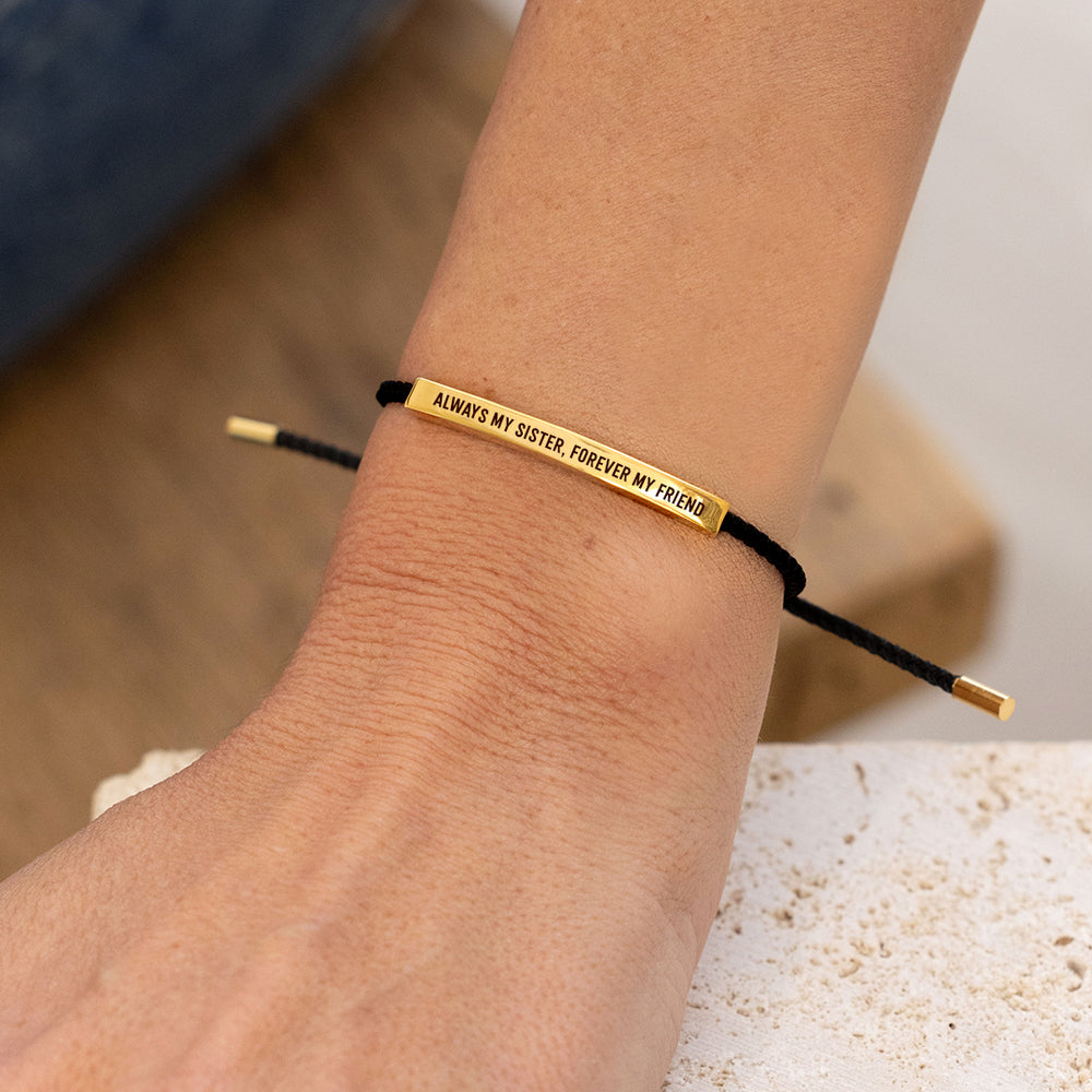 Always My Sister, Forever My Friend Inspire Bracelet - Gold / Lucky Red / Personalized