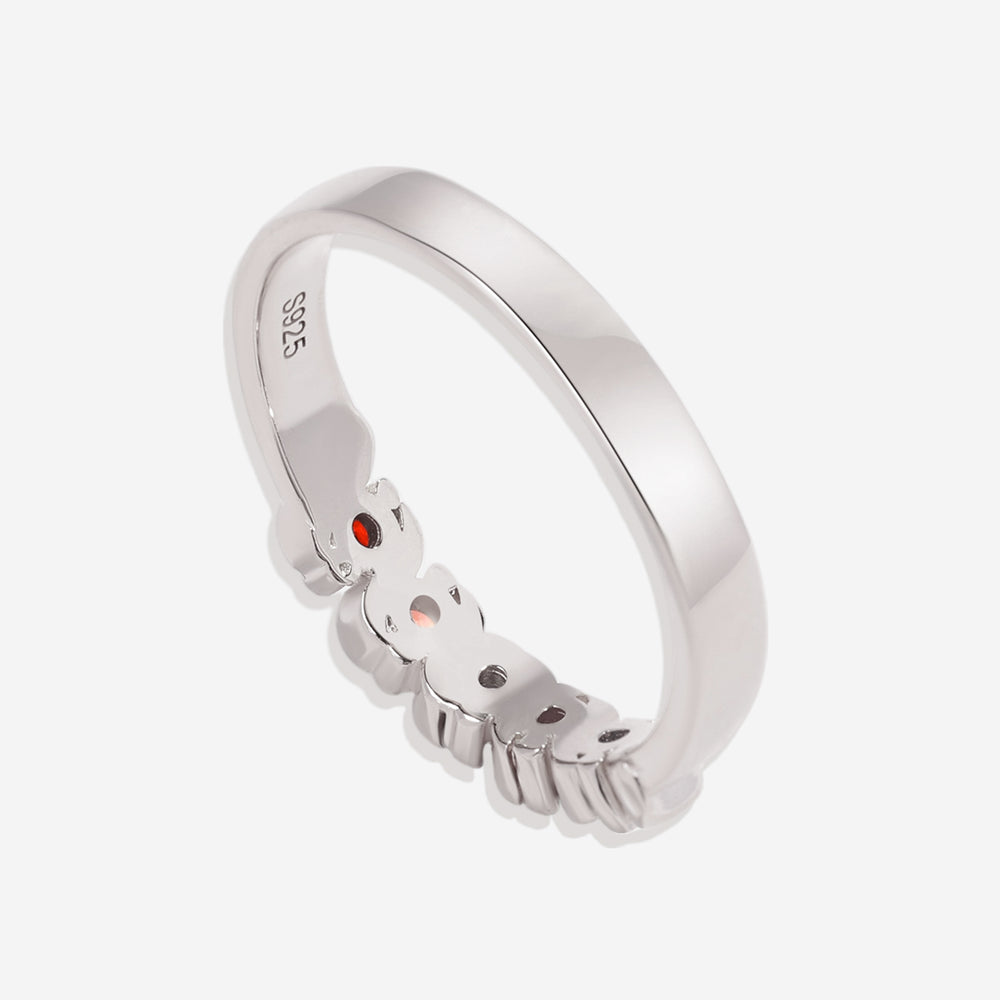 Personalized Wave Birthstones Ring - 925 Sterling Silver / 9