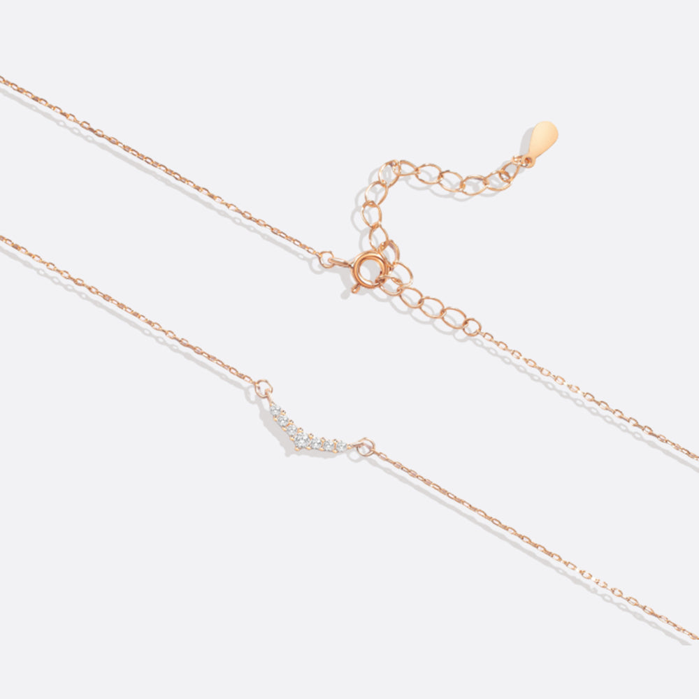 Curved Diamond Bar Necklace - 18k Rose Gold Over Sterling Silver