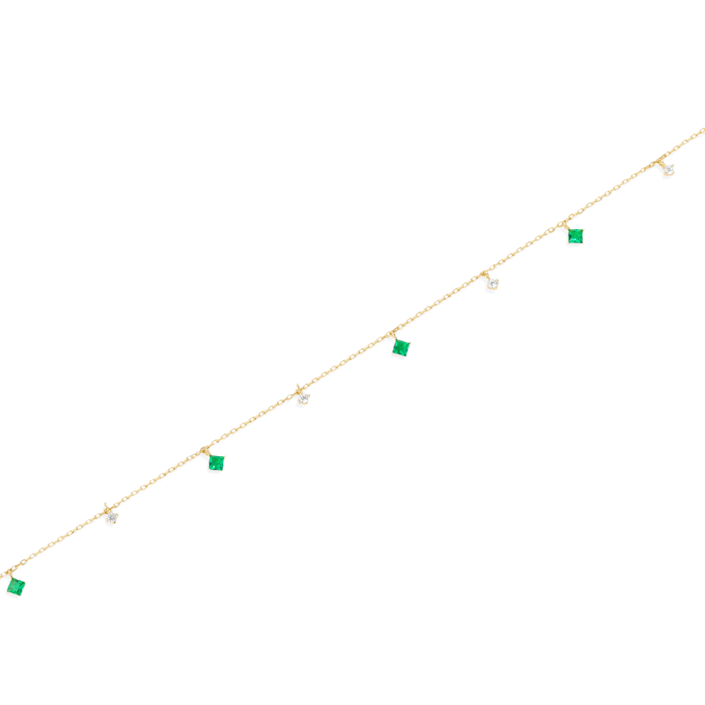 Princess-Cut Emerald Station Necklace - Default Title