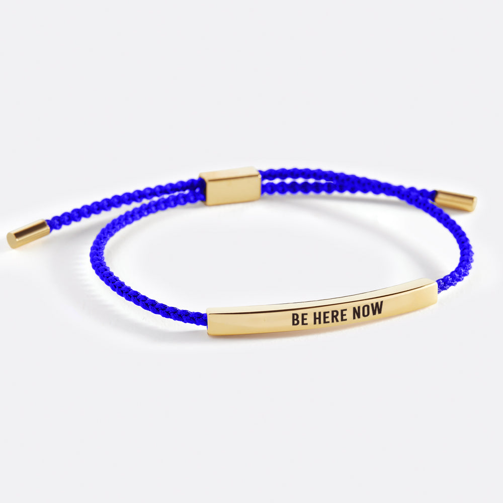 Be Here Now Inspire Bracelet - Gold / Royal Blue / Personalized