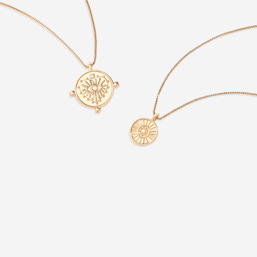 Layered Evil Eye Coin Necklace - Default Title