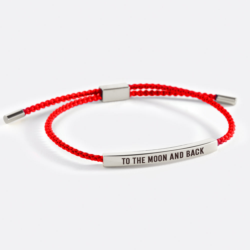 To The Moon And Back Inspire Bracelet - Silver / Lucky Red / Personalized