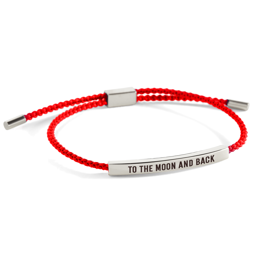 To The Moon And Back Inspire Bracelet - Silver / Lucky Red / Personalized