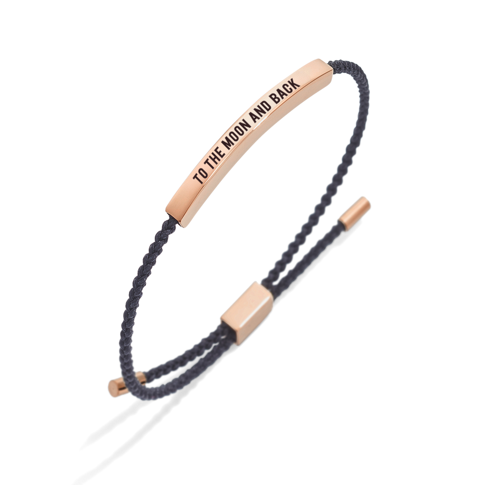 To The Moon And Back Inspire Bracelet - 18k Rose Gold Plated / Midnight Black / Standard