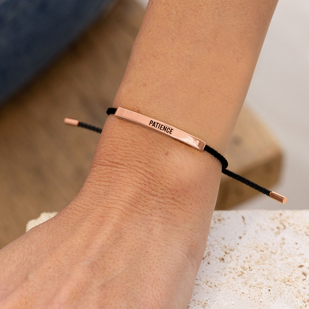 Patience Inspire Bracelet - 18k Rose Gold Plated / Midnight Black / Personalized
