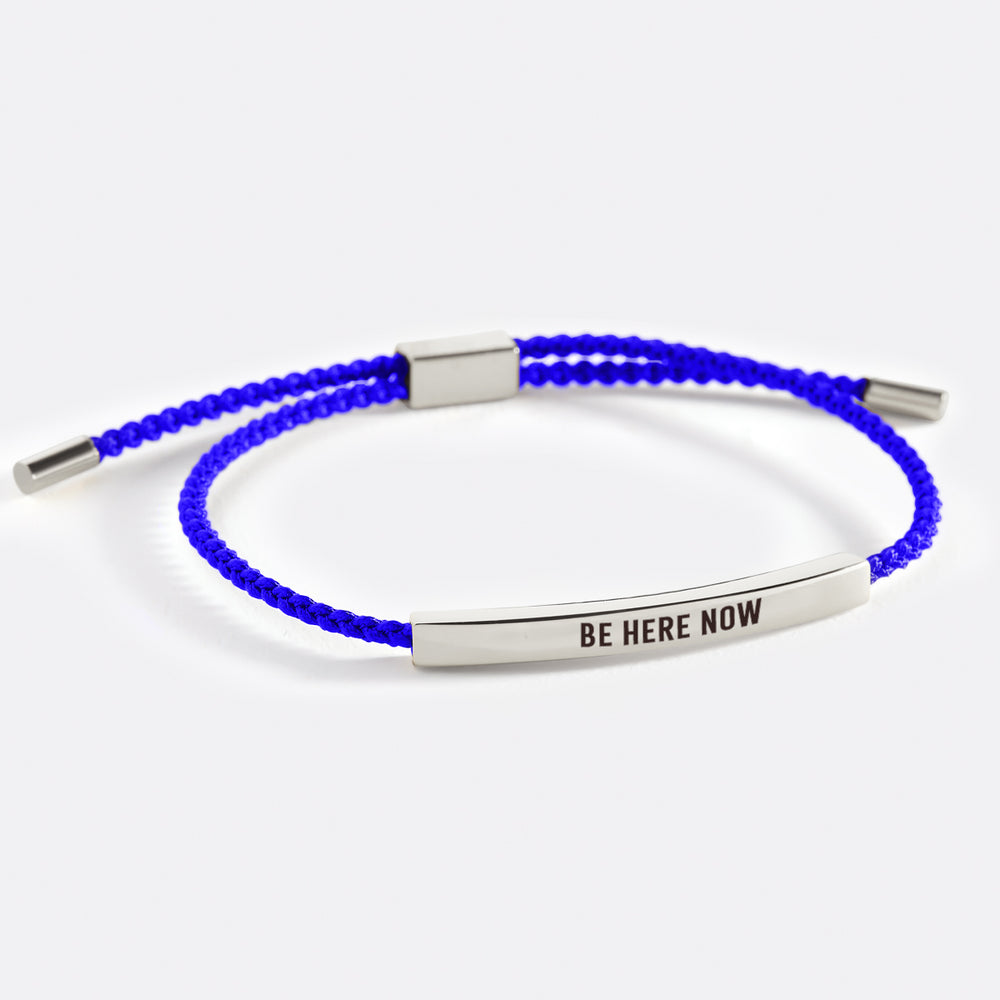 Be Here Now Inspire Bracelet - Silver / Royal Blue / Personalized
