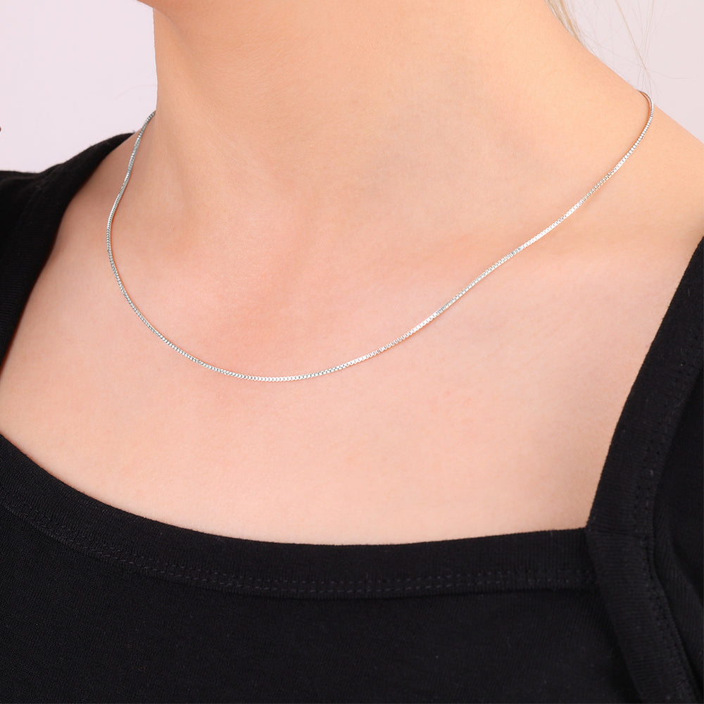 Box Chain Necklace - 925 Sterling Silver / 1mm / 20" + 2"