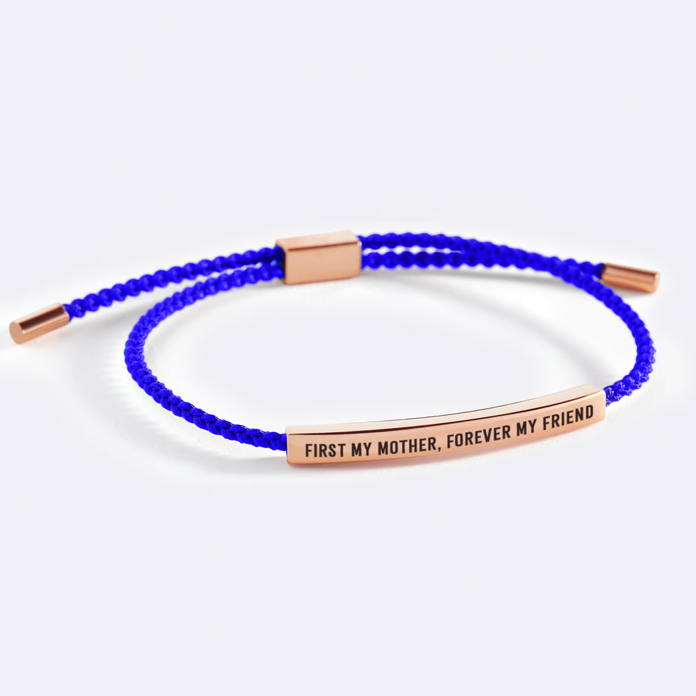 First My Mother, Forever My Friend Inspire Bracelet - 18k Rose Gold Plated / Royal Blue / Personalized