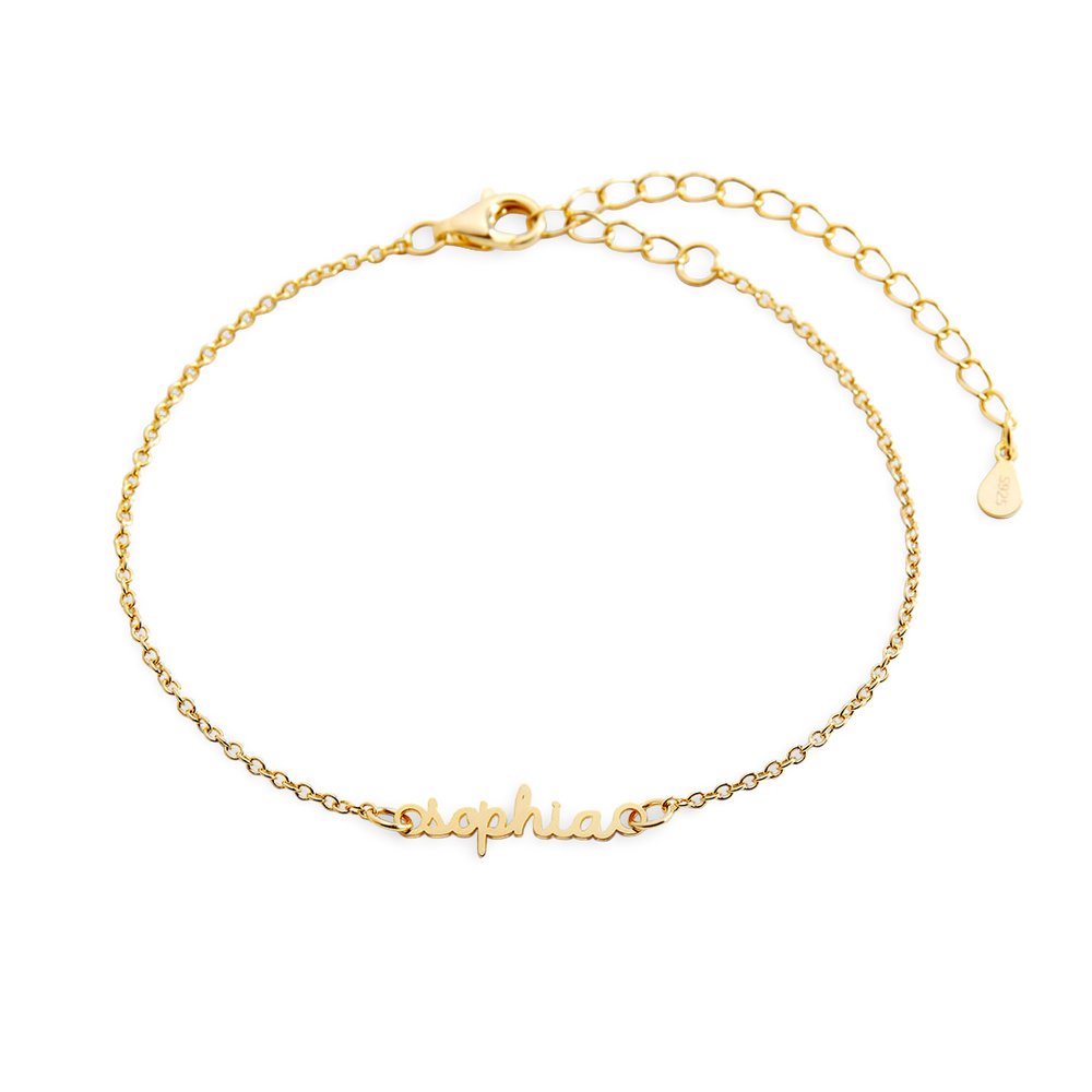 Stella Dainty Name Bracelet - 18k Gold Plated / 6" + 2"