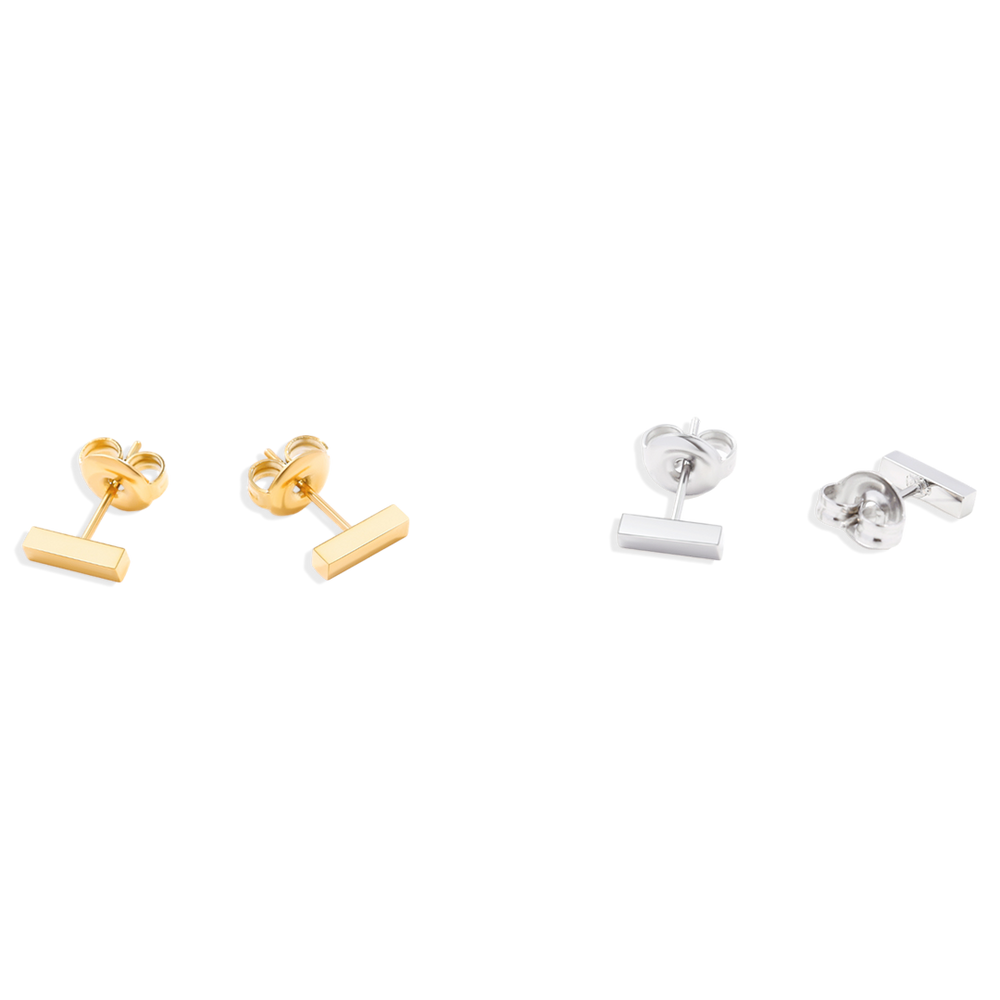Dainty Bar Stud Earrings - Gold